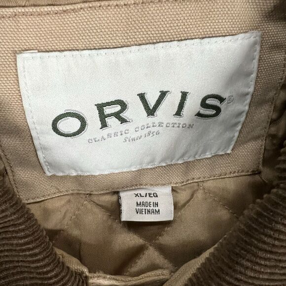 Orvis Jacket Coat Barn Corduroy Collar Cuffs Quilted Canvas Full Zip XL - Picture 5 of 10